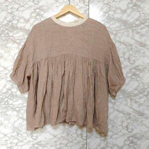 Koguo Short Slevee Blouse Tunic Antique Pink